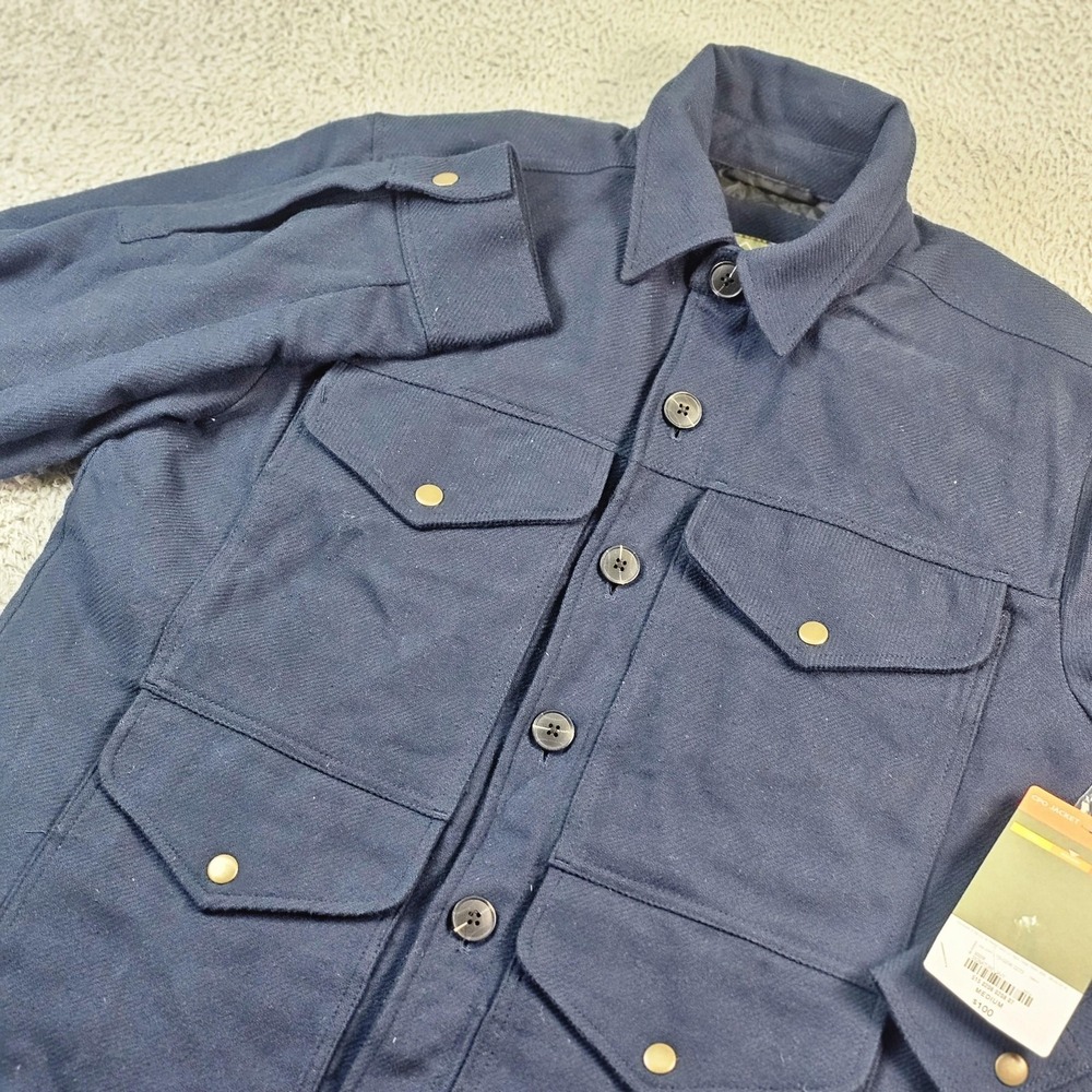 St. John's Bay Jacket Mens Medium Blue CPO Canvas Herringbone Insulated Outdoor